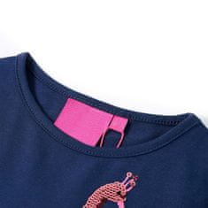 Vidaxl Otroška majica z dolgimi rokavi potisk pava mornarsko modra 92