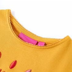 Vidaxl Otroška majica z dolgimi rokavi temno oker 104