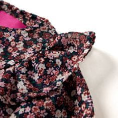 Vidaxl Otroška srajca z dolgimi rokavi s cvetličnim potiskom temno roza 92