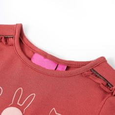 Vidaxl Otroška majica z dolgimi rokavi živalski potisk žgano roza 92