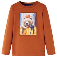 Vidaxl Otroška majica z dolgimi rokavi žgano oranžna 92