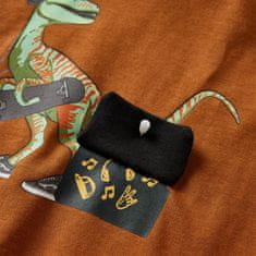 Vidaxl Otroška majica z dolgimi rokavi potisk dinozavra konjak 92