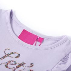 Vidaxl Otroška majica z dolgimi napis iz bleščic leva svetlo vijolična 92
