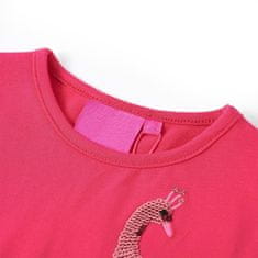 Vidaxl Otroška majica z dolgimi rokavi potisk pava živo roza 92