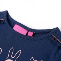 Vidaxl Otroška majica z dolgimi rokavi mornarsko modra 140
