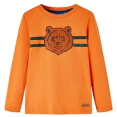 Vidaxl Otroška majica z dolgimi rokavi potisk medveda temno oranžna 92
