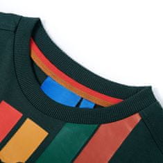 Vidaxl Otroška majica z dolgimi rokavi temno zelena 116