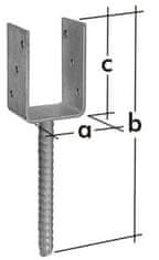 STREFA Stolpec noge 100, PS 100U, 101x120x4 vroče potopljen cink / paket 1 kos