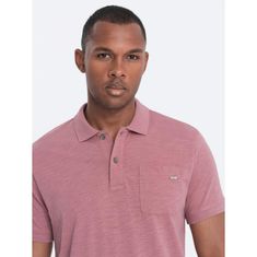 OMBRE Moška polo majica z okrasnimi gumbi V4 S1744 roza MDN124188 XXL