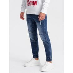 OMBRE Moške marmorirane hlače JOGGERS modre barve MDN124197 XXL