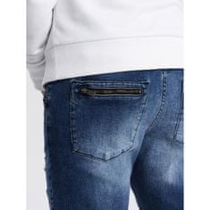 OMBRE Moške marmorirane hlače JOGGERS modre barve MDN124197 XXL