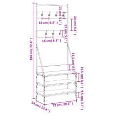 Vidaxl Regal za oblačila s prostorom za čevlje siva sonoma 72x34x184cm