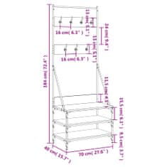 Vidaxl Regal za oblačila s prostorom za čevlje črn 70x40x184 cm