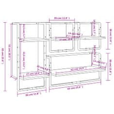 Vidaxl Komplet stenskih polic s prečkami 4-delni dim. hrast inž. les