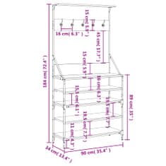 Vidaxl Regal za oblačila s prostorom za čevlje siva sonoma 90x34x184cm