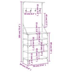 Vidaxl Regal za oblačila s prostorom za čevlje črn 70x34x184 cm