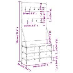 Vidaxl Regal za oblačila s prostorom za čevlje son. hrast 90x34x184 cm