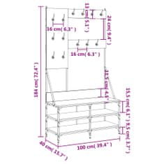 Vidaxl Regal za oblačila s delom za čevlje siva sonoma 100x40x184 cm