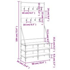 Vidaxl Regal za oblačila s prostorom za čevlje rjav hrast 90x34x184 cm