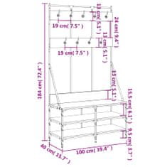 Vidaxl Regal za oblačila s prostorom za čevlje dim. hrast 100x40x184cm