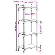 Vidaxl Knjižna omara 4-nadstropna rjavi hrast 40x30x120 cm inž. les