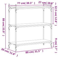 Vidaxl Knjižna omara 3-nadstropna siva sonoma 80x30x86 cm inž. les