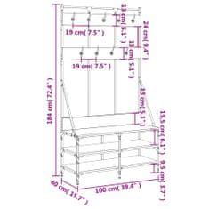 Vidaxl Regal za oblačila s prostorom za čevlje črn 100x40x184 cm