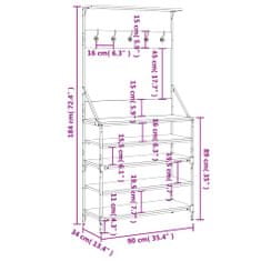 Vidaxl Regal za oblačila s prostorom za čevlje črn 90x34x184 cm