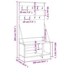 Vidaxl Regal za oblačila s prostorom za čevlje rjav hrast 100x41x184cm