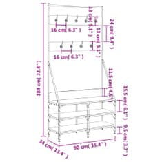 Vidaxl Regal za oblačila s prostorom za čevlje siva sonoma 90x34x184cm