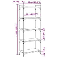 Vidaxl Knjižna omara 5-nadstropna črna 60x30x154 cm inženirski les