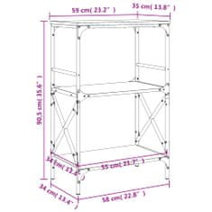 Vidaxl Knjižna omara 3-nadstropna rjavi hrast 59x35x90,5 cm inž. les