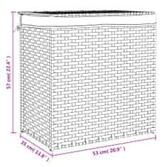 Vidaxl Košara za perilo z 2 predelkoma rjava 53x35x57 cm poli ratan