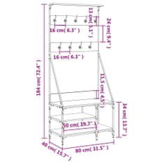 Vidaxl Regal za oblačila s prostorom za čevlje rjav hrast 80x40x184 cm