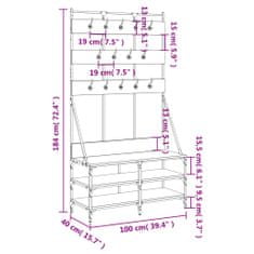 Vidaxl Regal za oblačila s prostorom za čevlje son. hrast 100x40x184cm