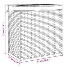 Vidaxl Košara za perilo z 2 predelkoma 53x35x57 cm poli ratan