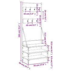 Vidaxl Regal za oblačila s prostorom za čevlje rjav hrast 70x40x184 cm