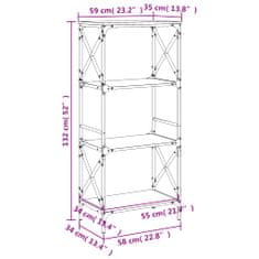 Vidaxl Knjižna omara 4-nadstropna sonoma hrast 59x35x132 cm inž. les