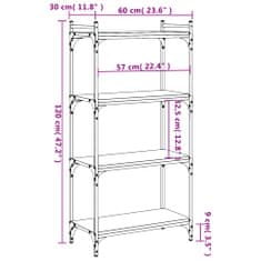 Vidaxl Knjižna omara 4-nadstropna sonoma hrast 60x30x120 cm inž. les