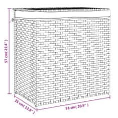 Vidaxl Košara za perilo z 2 predelkoma črna 53x35x57 cm poli ratan