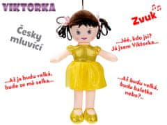 Košarasta lutka Viktorka 32 cm češko govoreča na baterije rumena