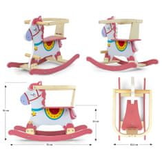 MILLY MALLY Leseni gugalni konjiček z naslonom Lucky 12 roza