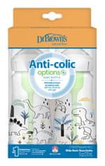 DR.BROWN'S Anti-colic otroška steklenička s širokim vratom Dino 270ml, 2 kosa (WB92026)