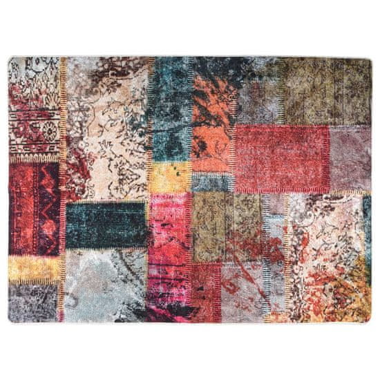 Vidaxl Pralna preproga Patchwork 120x180 cm večbarvna protizdrsna