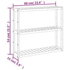 Vidaxl Kopalniška polica 3-nadstropna stenska 60x15x54 cm bambus