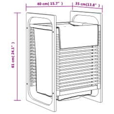Vidaxl Koš za perilo s sivo vrečo 32x30x36,5 cm bambus