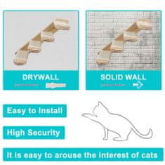 Dollcini Stenske stopnice za plezala za mačke, stenske aktivnosti za mačke, stenske stopnice za mačke