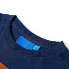 Vidaxl Otroška majica z dolgimi rokavi motiv dinozavra mornarsko modra 92