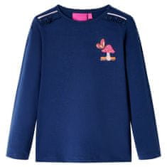 Vidaxl Otroška majica z dolgimi rokavi motiv gobe mornarsko modra 92