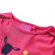 Vidaxl Otroška majica z dolgimi rokavi potisk jelenčka živo roza 92